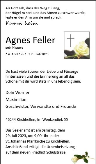 Erinnerungsbild für Agnes Feller