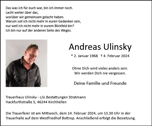 Erinnerungsbild für Andreas Ulinsky