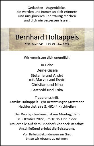 Erinnerungsbild für Bernhard Holtappels