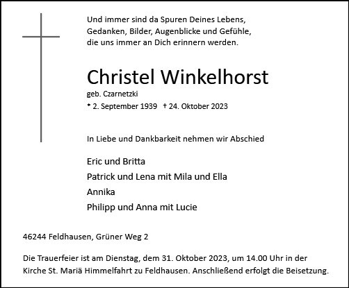 Erinnerungsbild für Christel Winkelhorst