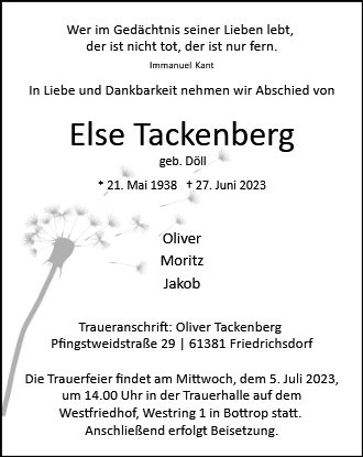 Erinnerungsbild für Else Tackenberg