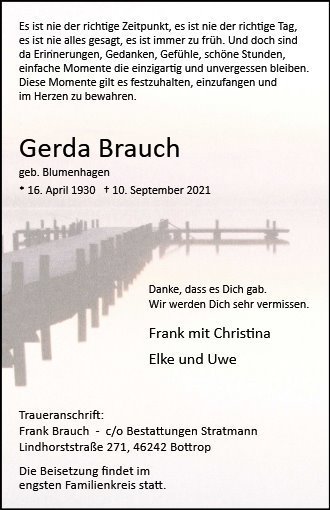 Erinnerungsbild für Gerda Brauch