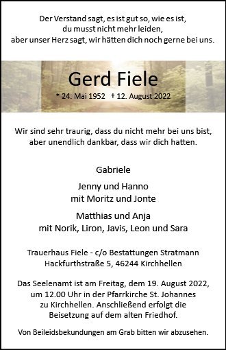 Erinnerungsbild für Gerhard Fiele