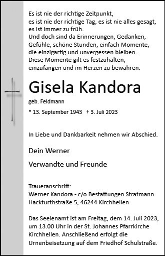 Erinnerungsbild für Gisela Kandora