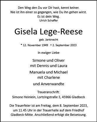 Erinnerungsbild für Gisela Lege-Reese