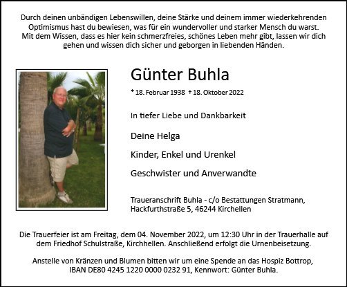 Erinnerungsbild für Günter Buhla