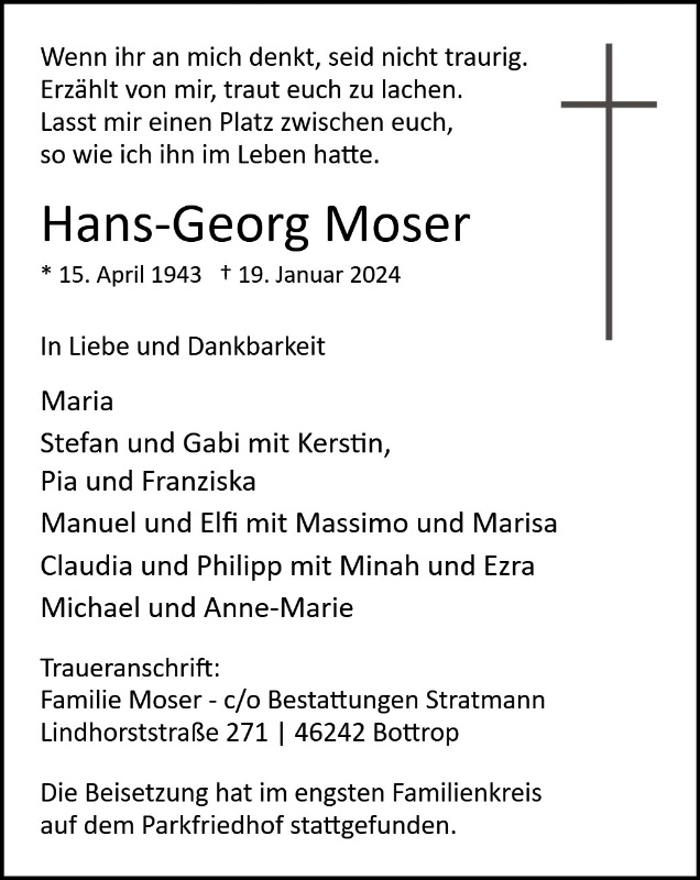 Erinnerungsbild für Hans-Georg Moser