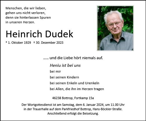 Erinnerungsbild für Heinrich Dudek
