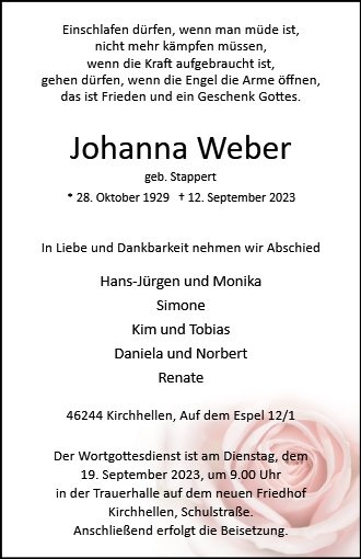 Erinnerungsbild für Johanna Weber