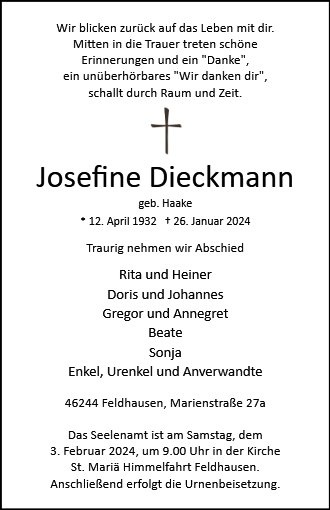 Erinnerungsbild für Josefine Dieckmann