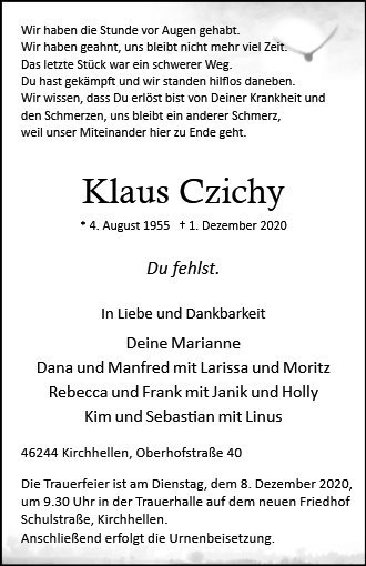 Erinnerungsbild für Klaus Czichy