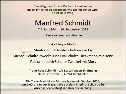 Erinnerungsbild für Manfred Schmidt