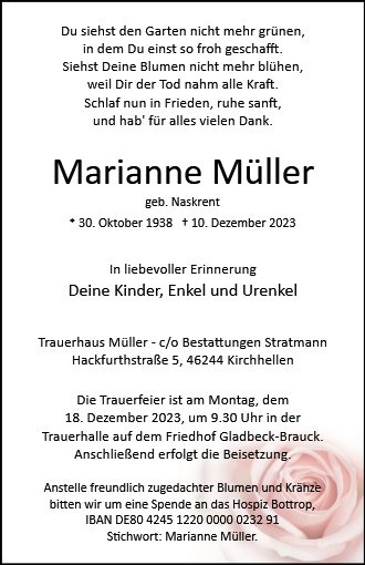Erinnerungsbild für Marianne Müller