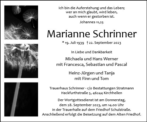 Erinnerungsbild für Marianne Schrinner
