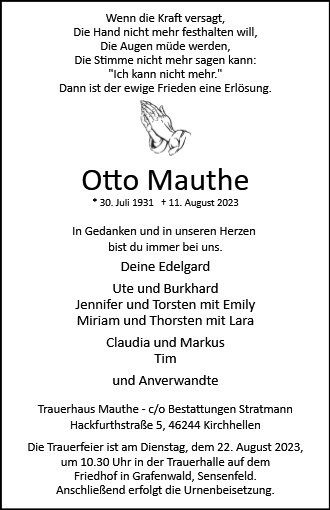 Erinnerungsbild für Otto Mauthe