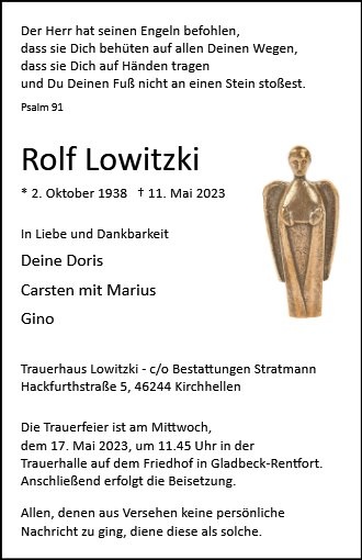 Erinnerungsbild für Rolf Lowitzki