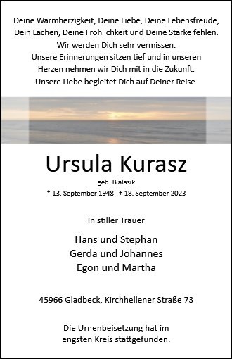 Erinnerungsbild für Ursula Kurasz