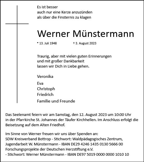 Erinnerungsbild für Werner Münstermann